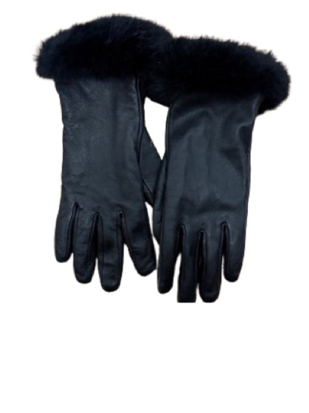 Simons Black Leather Gloves with Fur Cuff